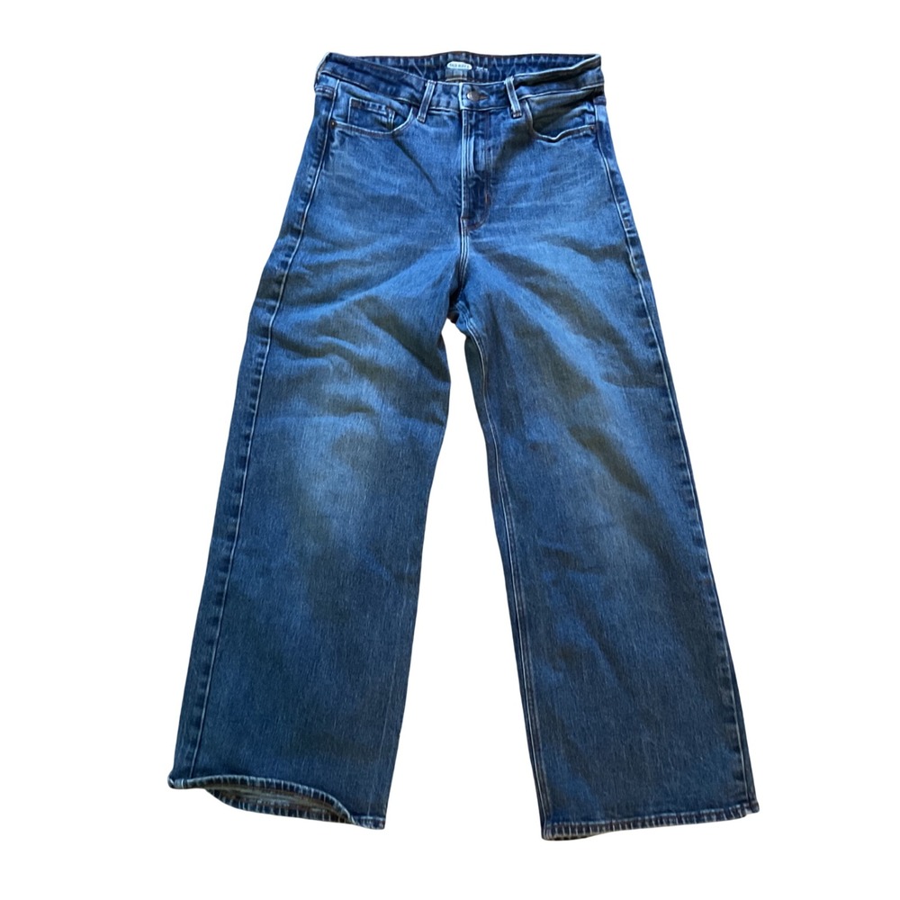Old Navy Womens Extra High Rise Wide Leg Jeans Medium Wash Blue Size 8